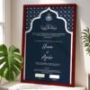 Maroon Wooden Frame Muslim Wedding Contract Frame Navy Blue