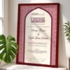 Modern Islamic Wedding Present - Customized Muted Pink Nikkah Frame - Maroon - The Framers