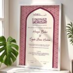 Modern Islamic Wedding Present - Customized Muted Pink Nikkah Frame - White - The Framers