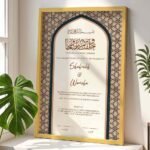 Modern Islamic Framed Nikah Nama - Customizable - Gold - The Framers