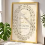 Contemporary Nikkah Certificate with Wooden Frame