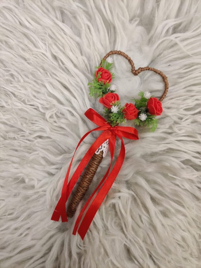 Jute Pen with Red Flowers