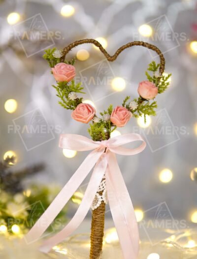 Handmade Jute Nikkah Pen with Flowers and Bow