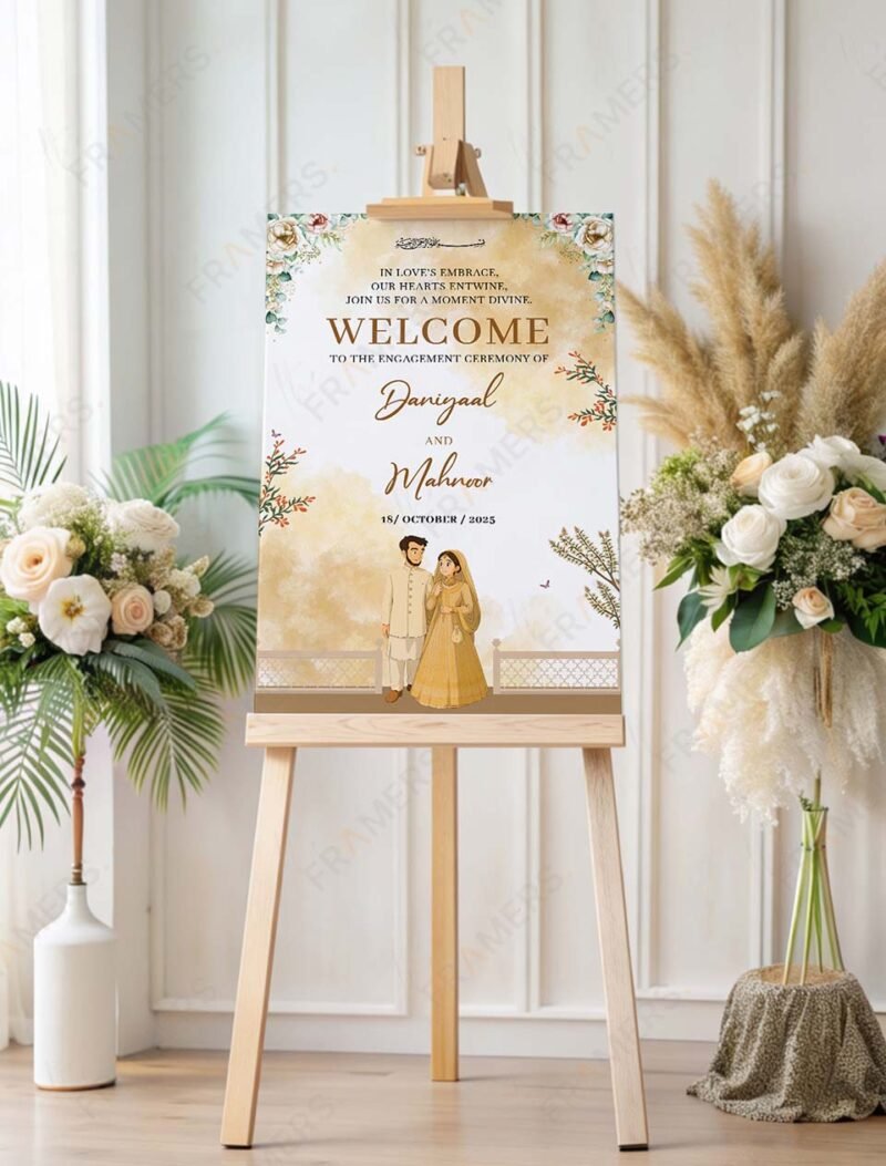 Wooden Welcome Board for Engagement, Nikkah, Wedding