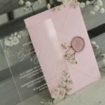 Romantic Pink Floral Acrylic Card with Wax Seal