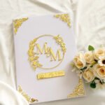 Modern Floral Wreath Nikkah Booklet with Custom Monogram