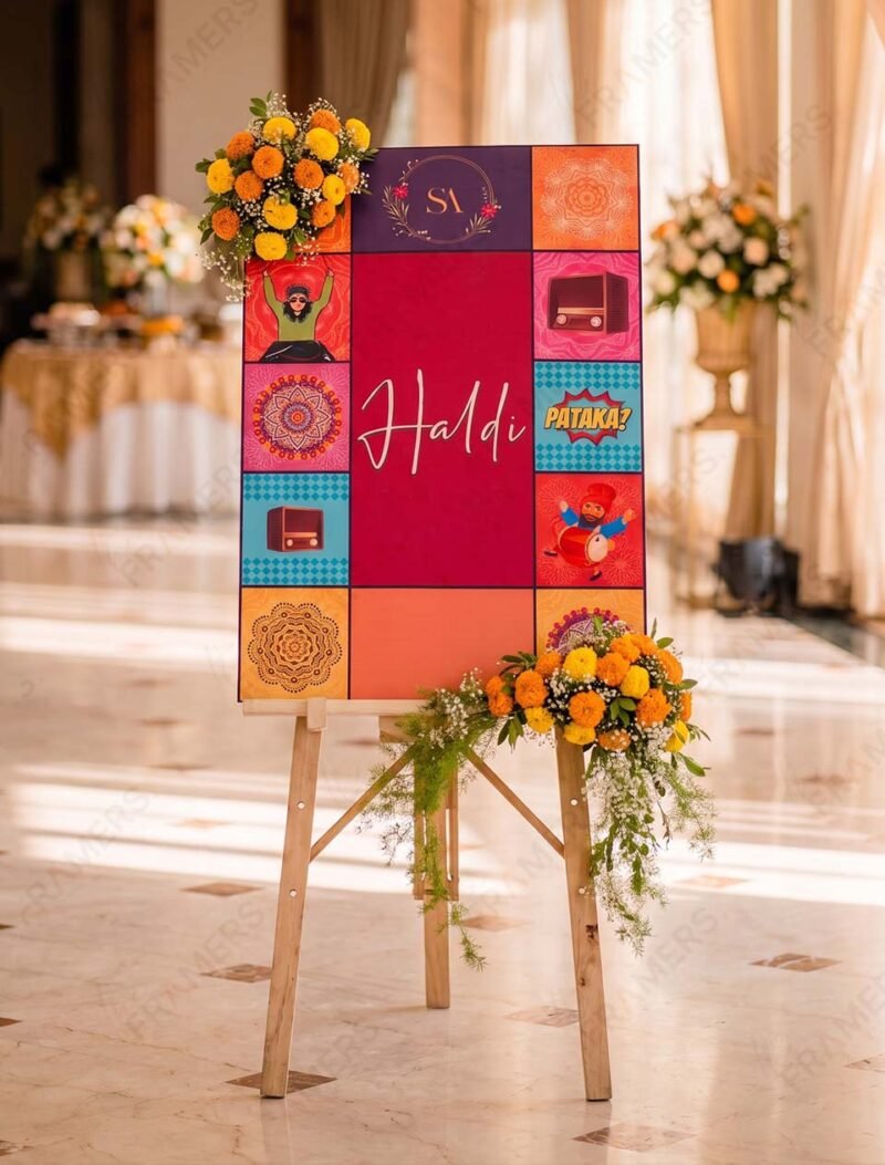 Funky Retro Pop-Art Haldi Welcome Board