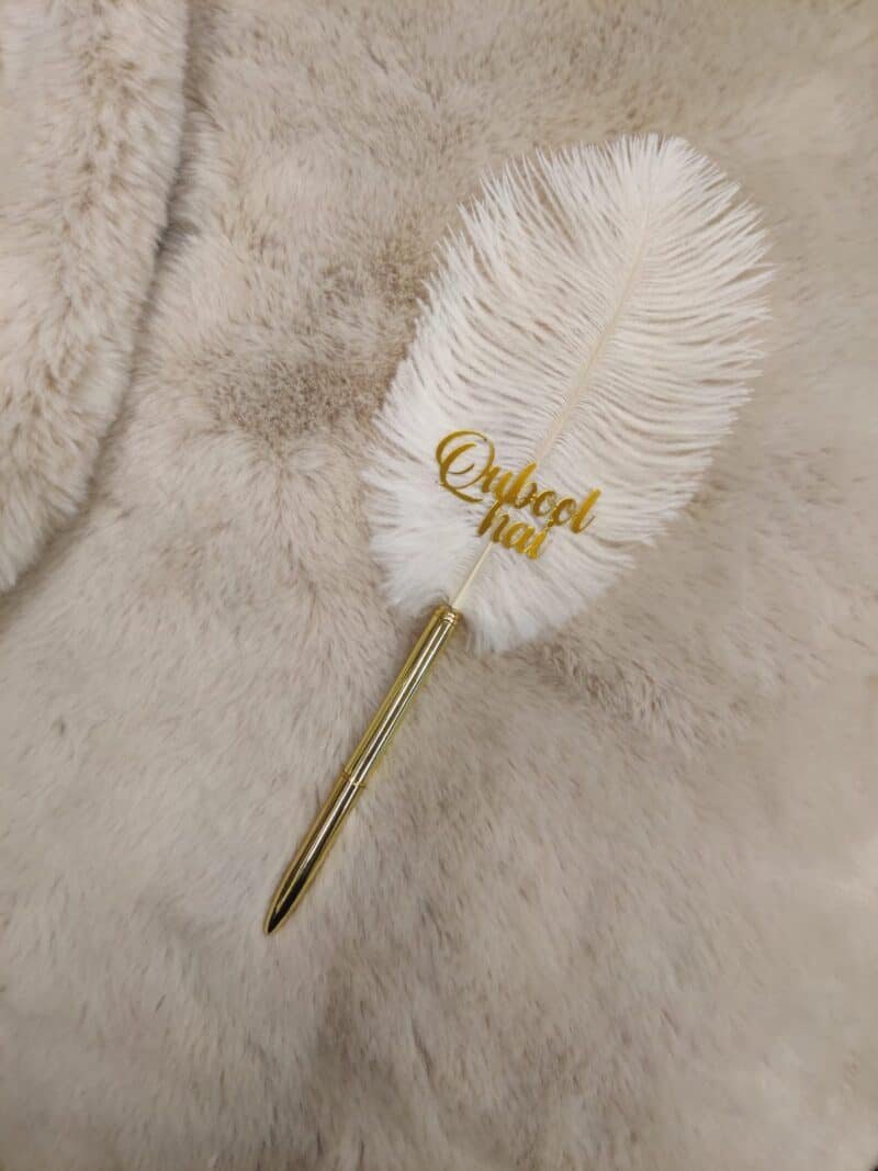 Imported Metal Pen with Ostrich Feather for Nikkah