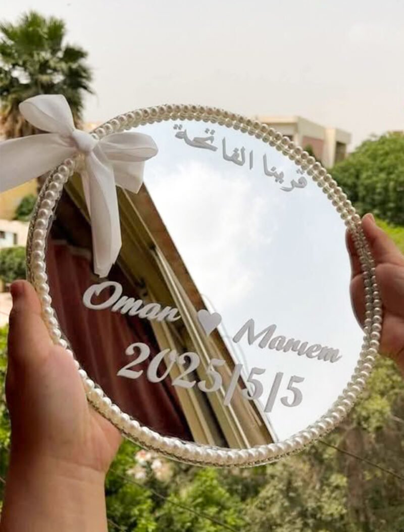 Classic Personalized Bridal Mirror with Satin Bow
