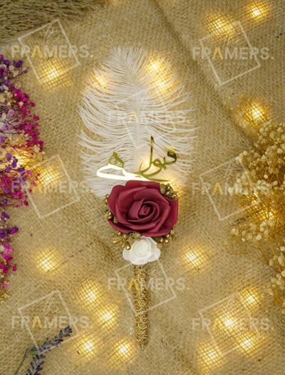 Nikkah Signature Pen with Red and White Flower