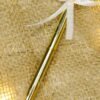 Luxury Metal Wedding Pen with Baby Breath Flowers and White Bow