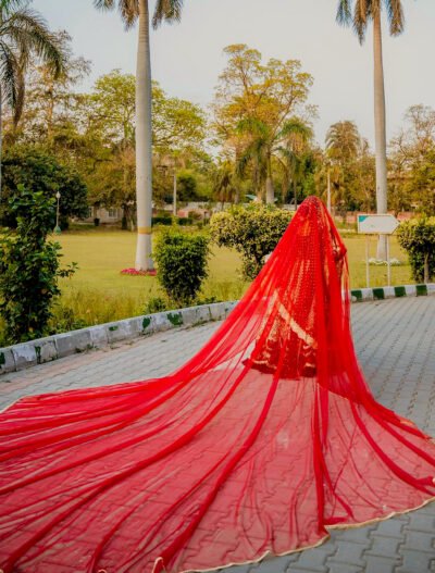 Regal Red Bridal Nikkah Veil
