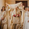 Classic Kiran Nikkah Dupatta with Sequin Spray (Ivory & Gold)