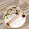 3D Acrylic "Created in Pairs" Ring Tray with White Roses