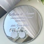Modern Crystal Ring Tray with Custom Calligraphy (Silver)