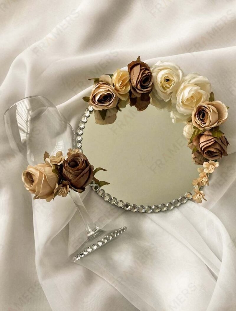 Rustic Chic Floral Doodh Pilai Set with Crystal Tray