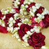 Maroon Rose & Baby's Breath Artificial Gajra Pair