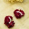 Maroon Rose Bridal Gajra Set Earrings