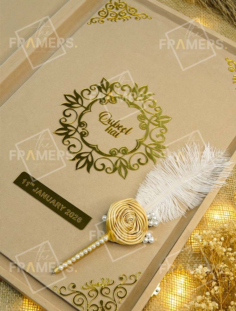 Camel White Color Luxury Nikkah Booklet