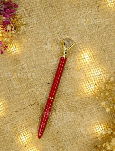 Bridal Red Metal Signing Pen with Diamond Top
