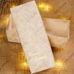 Gold botanical illustration Nikkah bid boxes lid slightly open