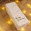 Gold floral patterned bid boxes personalised with couple names