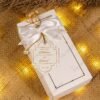 Open tray engagement bid boxes with personalised scalloped tag