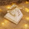 Cream gold pyramid Nikkah Mubarak bid boxes front view