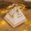 Personalised pyramid bid boxes with carriage motif close-up