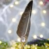 Dark Grey Gold-Splatter Feather Nikkah Pen