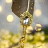 Dark Grey Gold-Splatter Feather Nikkah Pen with Antique Gold Baroque Crystal Handle