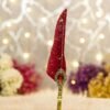Maroon Gold-Splattered Feather Nikkah Pen with Antique Gold Baroque Gem Handle
