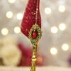 Maroon Gold-Splattered Feather Nikkah Pen with Antique Gold
