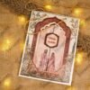 Multi-fold wedding card showing RSVP and family detail panels