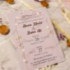 Yellow vellum wrapped card showing text through translucent paper