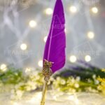 Purple Feather Quill Nikkah Pen with Antique Gold Owl Handle