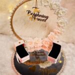 Alternate angle of "The Beginning of Forever" engagement ring platter with personalized gold names