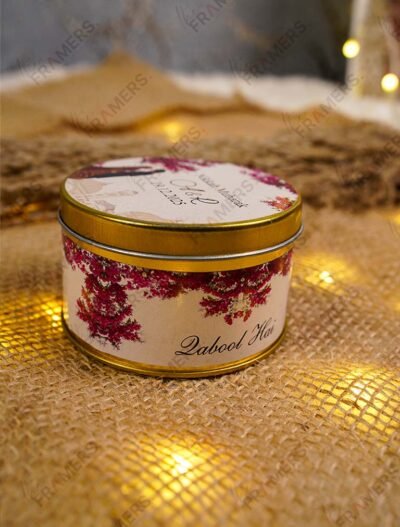 Side view showing Qabool Hai wrapper on gold metallic tin bid boxes