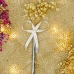 Silver Metal Nikkah Pen with Cream Dried Baby's Breath & White Pearl Bow