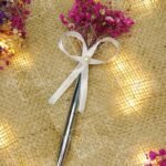 Silver Metal Nikkah Pen with Ivory Satin Bow & Pearl Centre