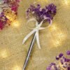 Silver Metal Nikkah Pen with Purple Dried Baby's Breath & White Pearl Bow