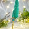 Teal Gold-Splatter Feather Nikkah Pen with Antique Gold Baroque Blue Gem Handle