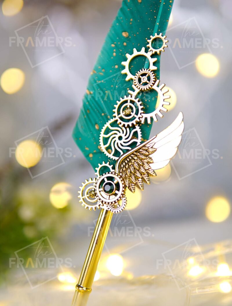 Nikkah Pen Gold Feather Quill with Mechanical Handle