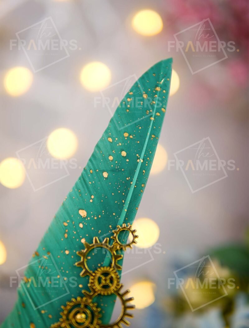Teal Steampunk Gear & Wing Nikkah Pen