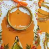 Beautiful floral mandala design on yellow Mehndi favor card