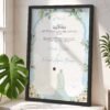 Blue botanical Nikkah certificate black frame