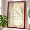 Beige Floral Arch Nikkah Certificate with Maroon Wooden Frame