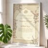 Beige Floral Arch Nikkah Certificate with White Wooden Frame