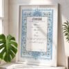 Blue and Grey Floral Nikkah Certificate with White Frame