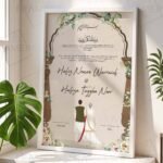 Botanical Beige Nikkah Certificate with Couple Illustration and White Frame